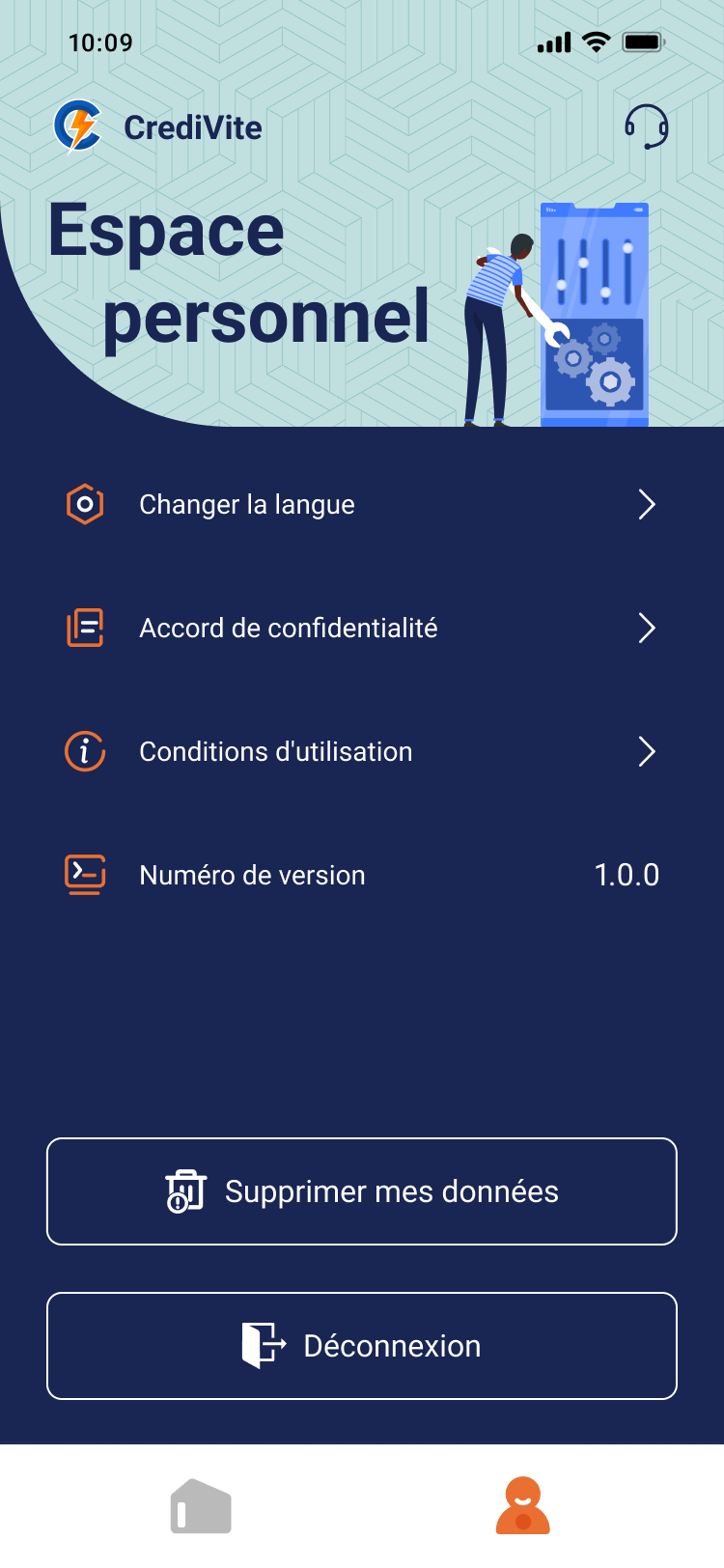 Dashboard screen